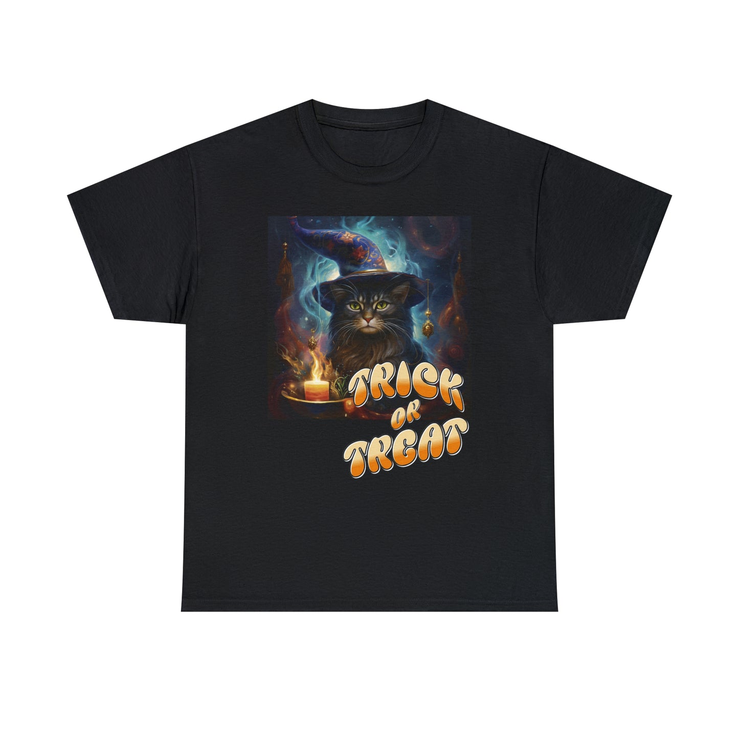Unisex Cotton T-Shirt Trick or Treat Halloween Cat Graphic Costume Tee