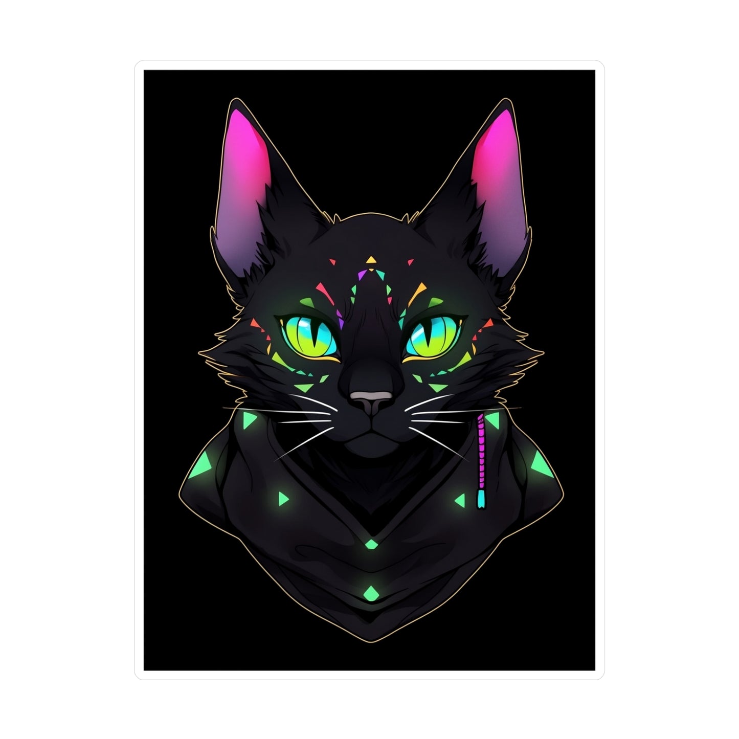 Kiss-Cut Vinyl Decals Sticker Mysterious Black Cat Staring At You