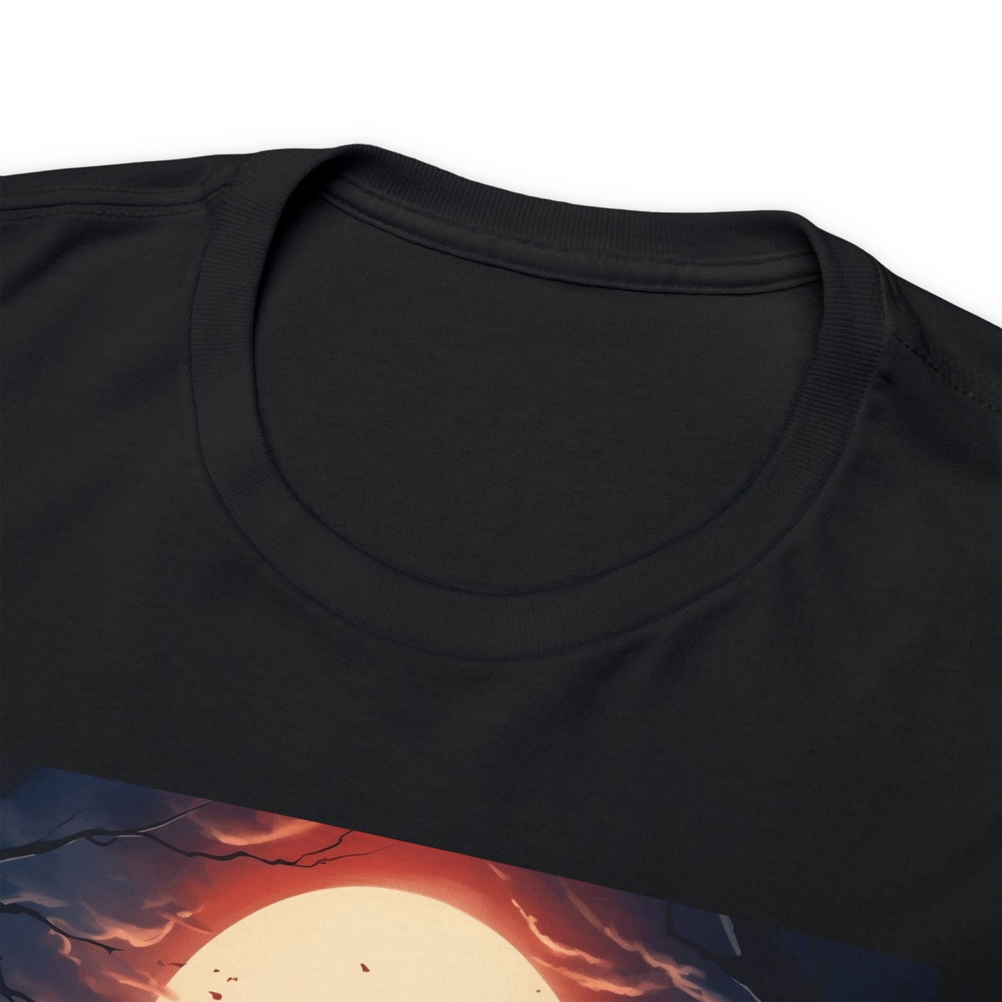 Unisex Cotton T-Shirt Vampire Cat in Spooky Graveyard Halloween Tee