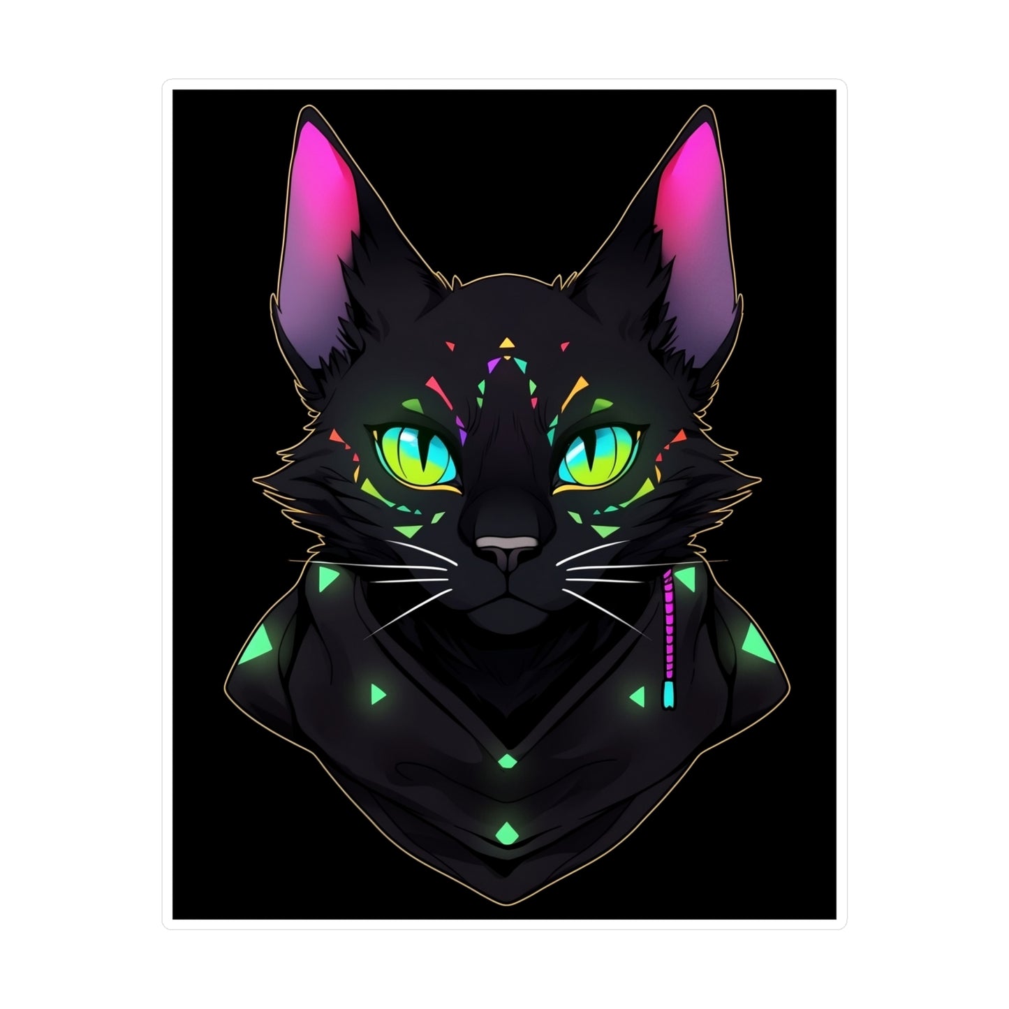 Kiss-Cut Vinyl Decals Sticker Mysterious Black Cat Staring At You