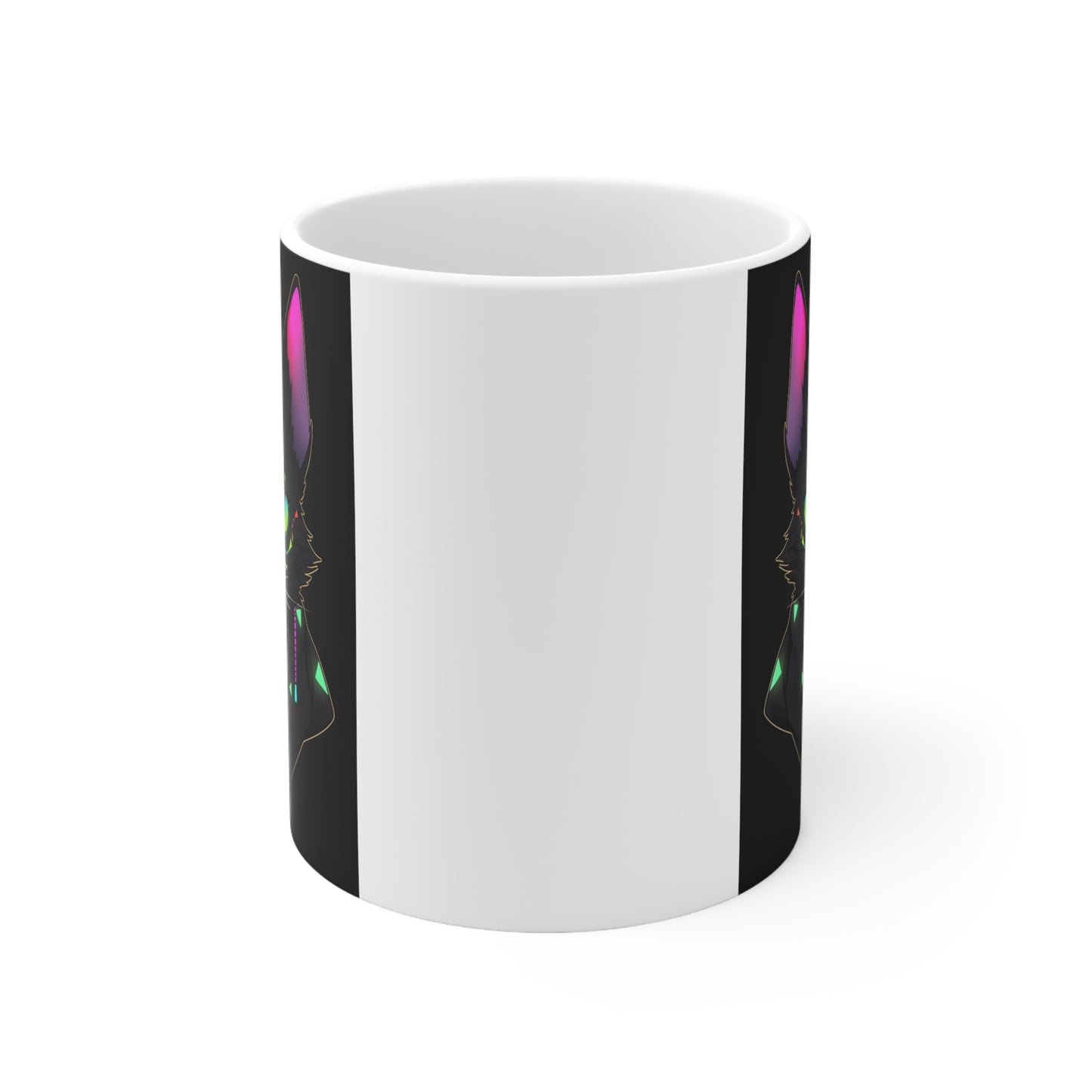 White Mug 11oz Mysterious Magician Black Cat Staring At You