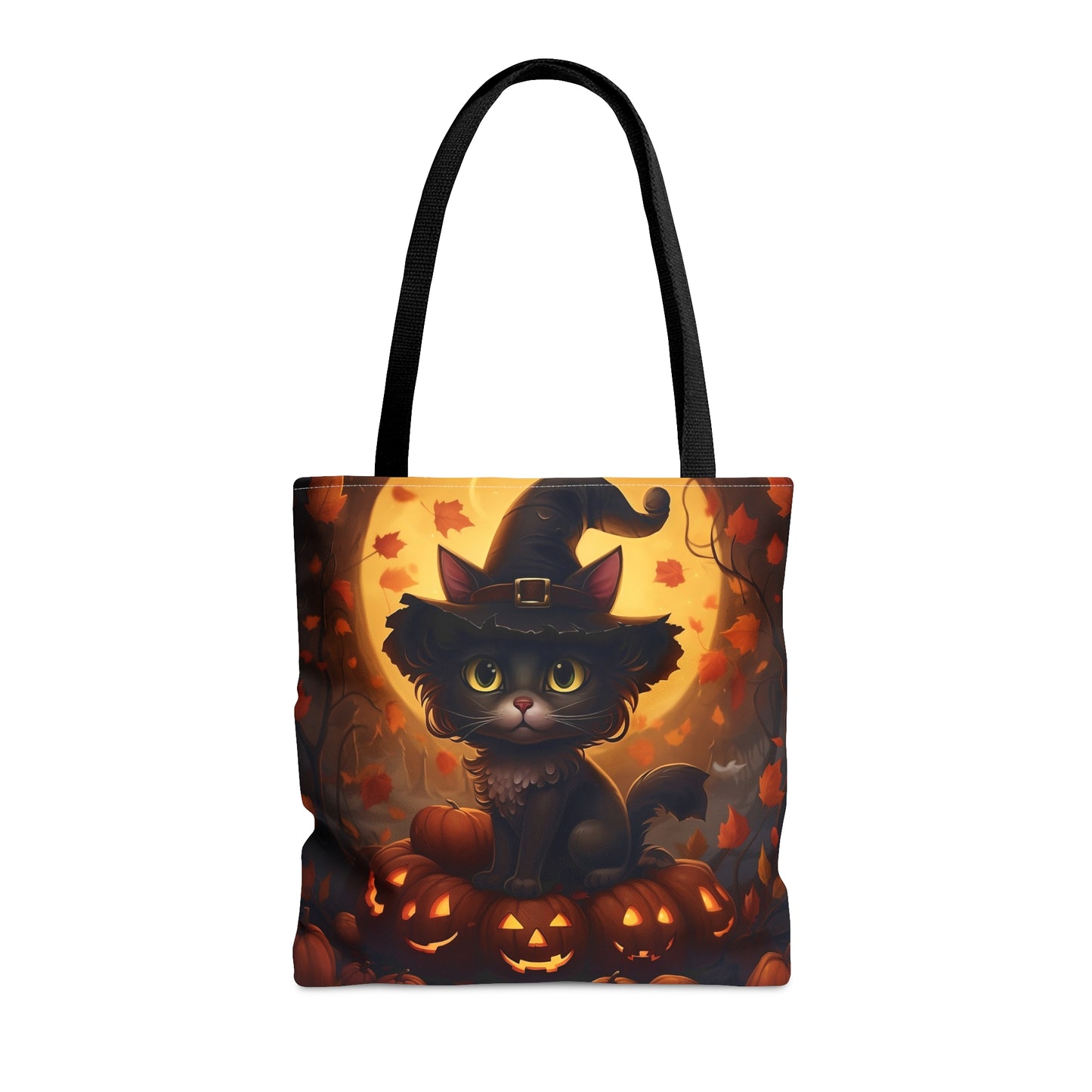 Black Kitty with Jack-o'-lantern Halloween Costume Reusable Tote Bag