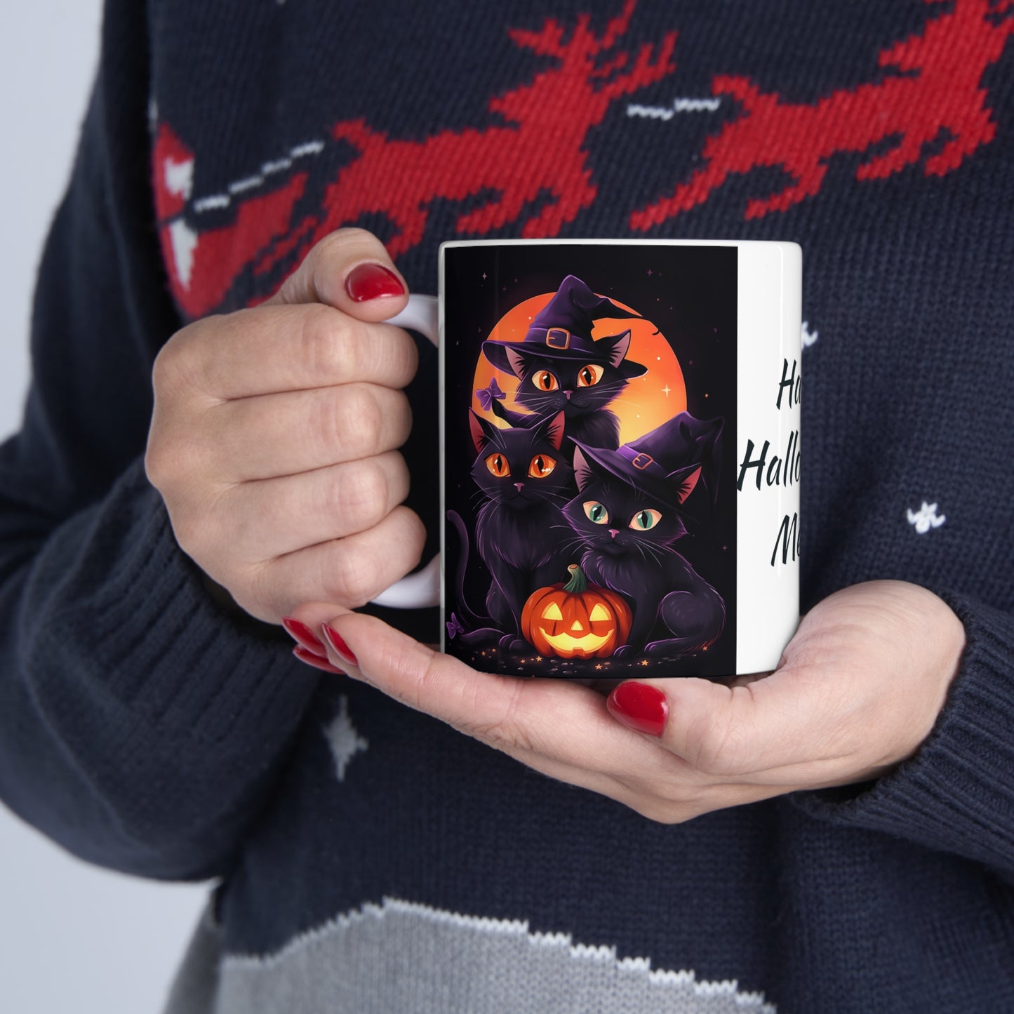 White Mug 11oz I Love My Mummy Happy Halloween Cat Kitty