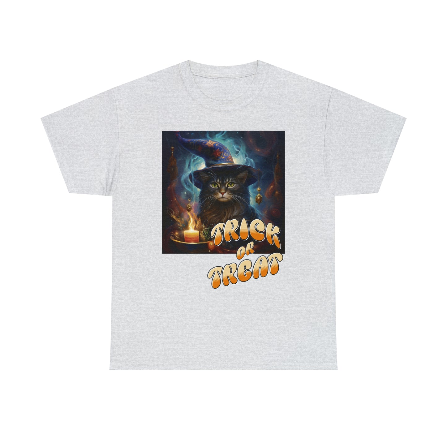 Unisex Cotton T-Shirt Trick or Treat Halloween Cat Graphic Costume Tee