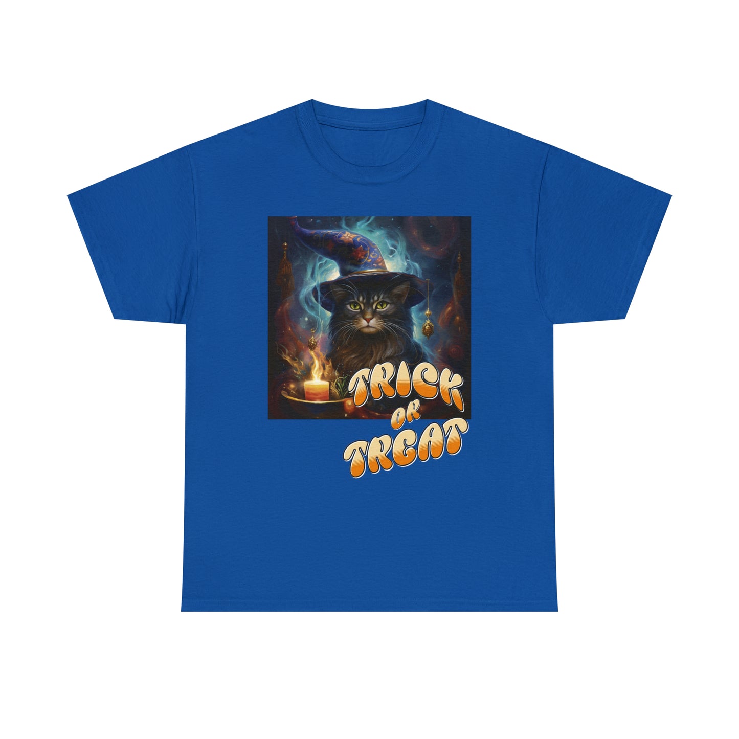 Unisex Cotton T-Shirt Trick or Treat Halloween Cat Graphic Costume Tee