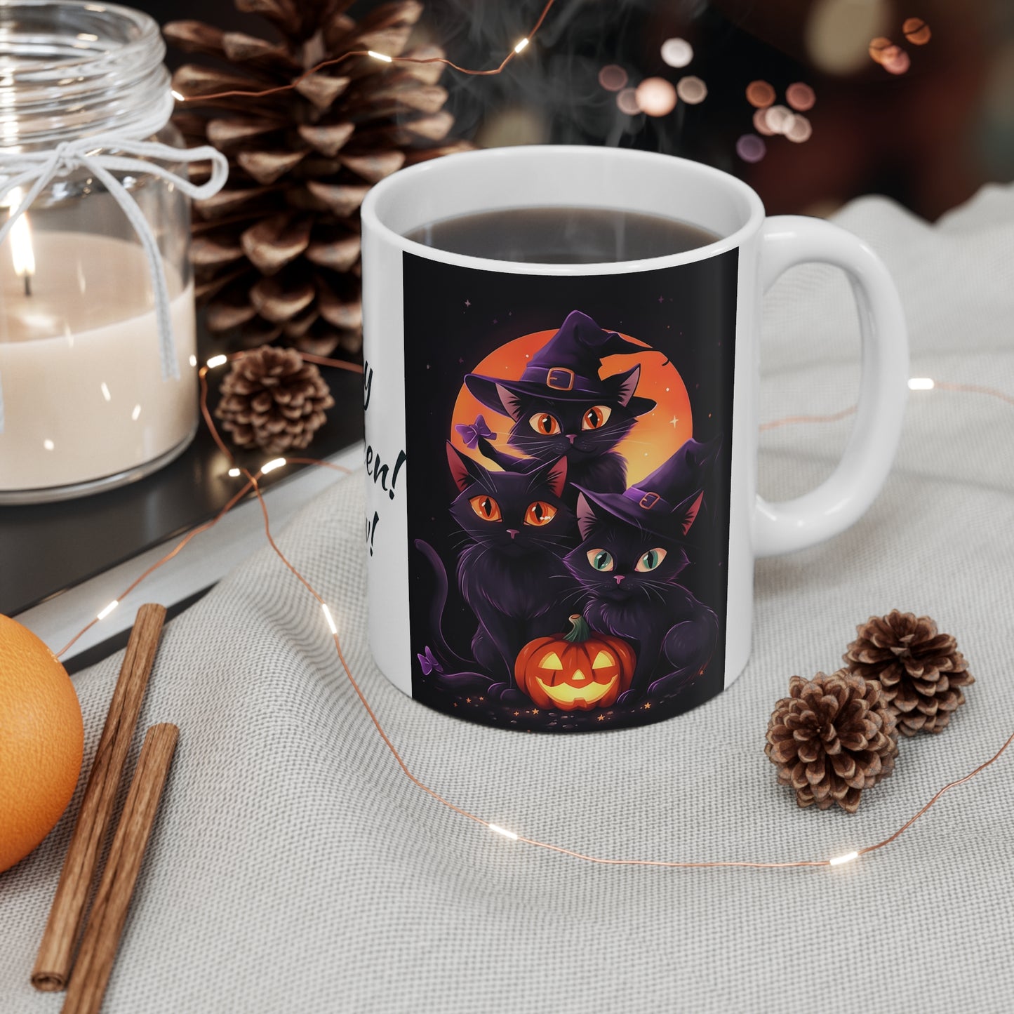 White Mug 11oz I Love My Mummy Happy Halloween Cat Kitty