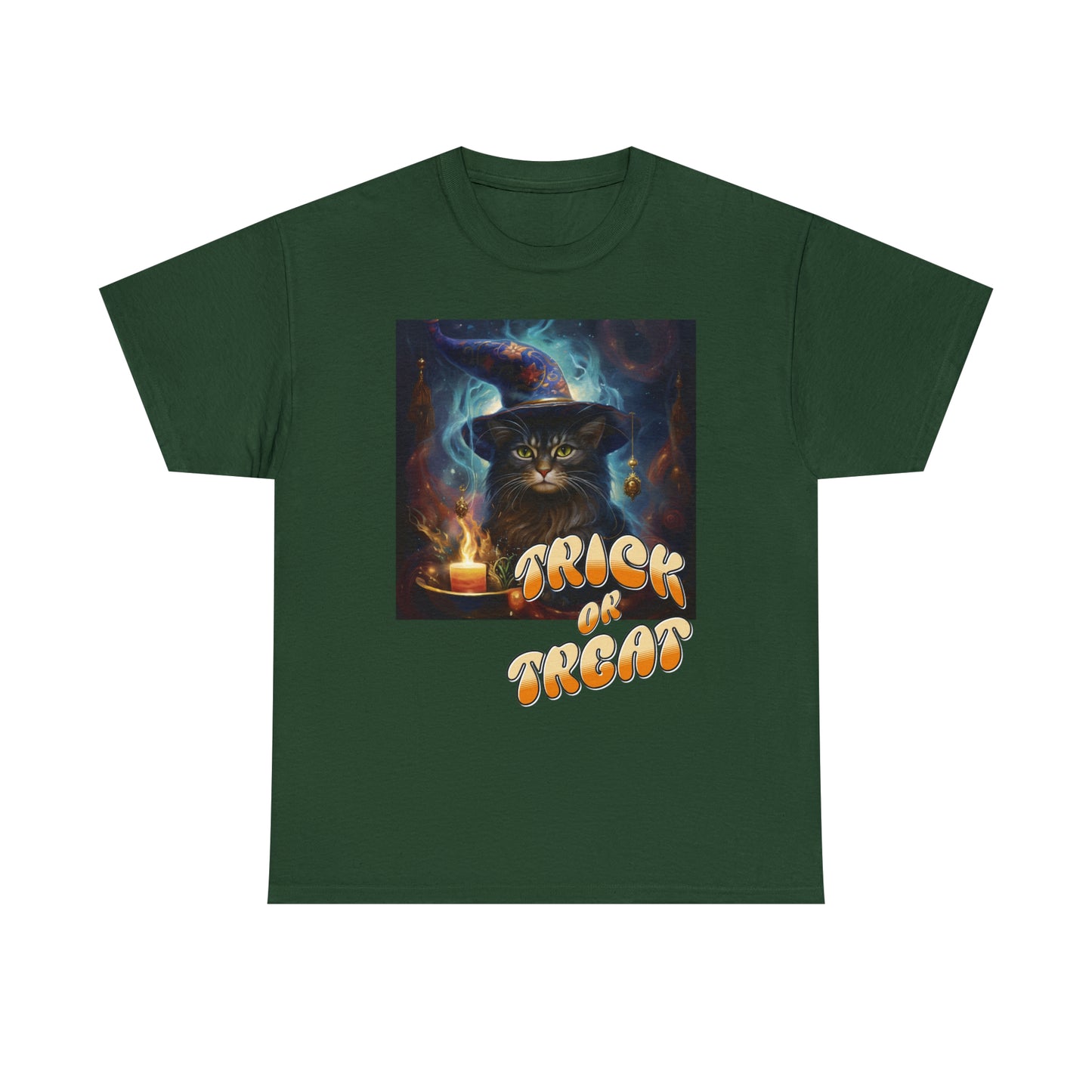 Unisex Cotton T-Shirt Trick or Treat Halloween Cat Graphic Costume Tee