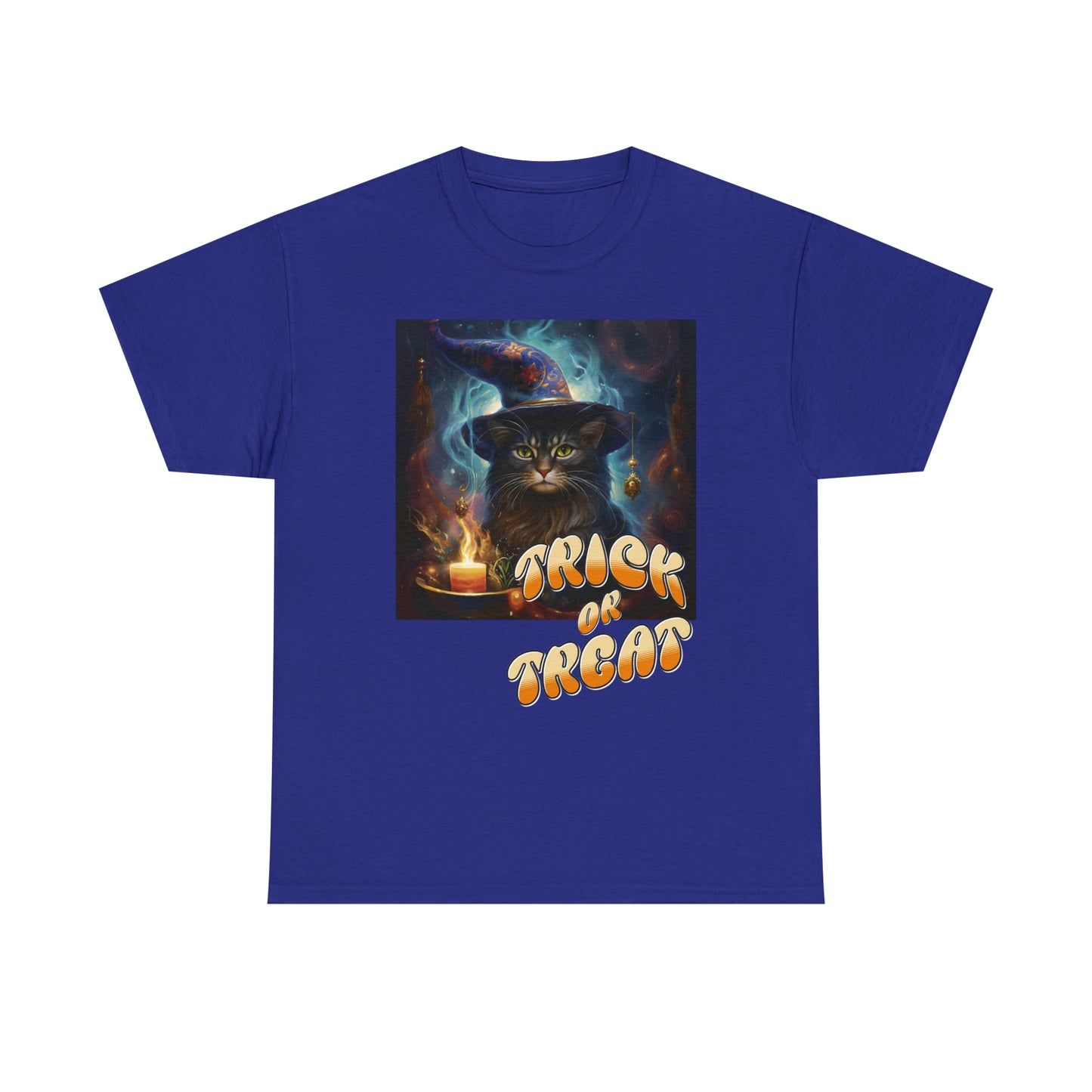 Unisex Cotton T-Shirt Trick or Treat Halloween Cat Graphic Costume Tee