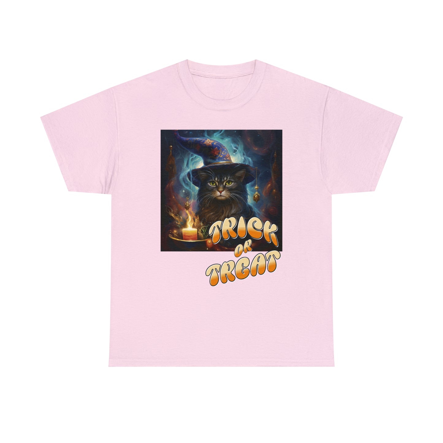 Unisex Cotton T-Shirt Trick or Treat Halloween Cat Graphic Costume Tee