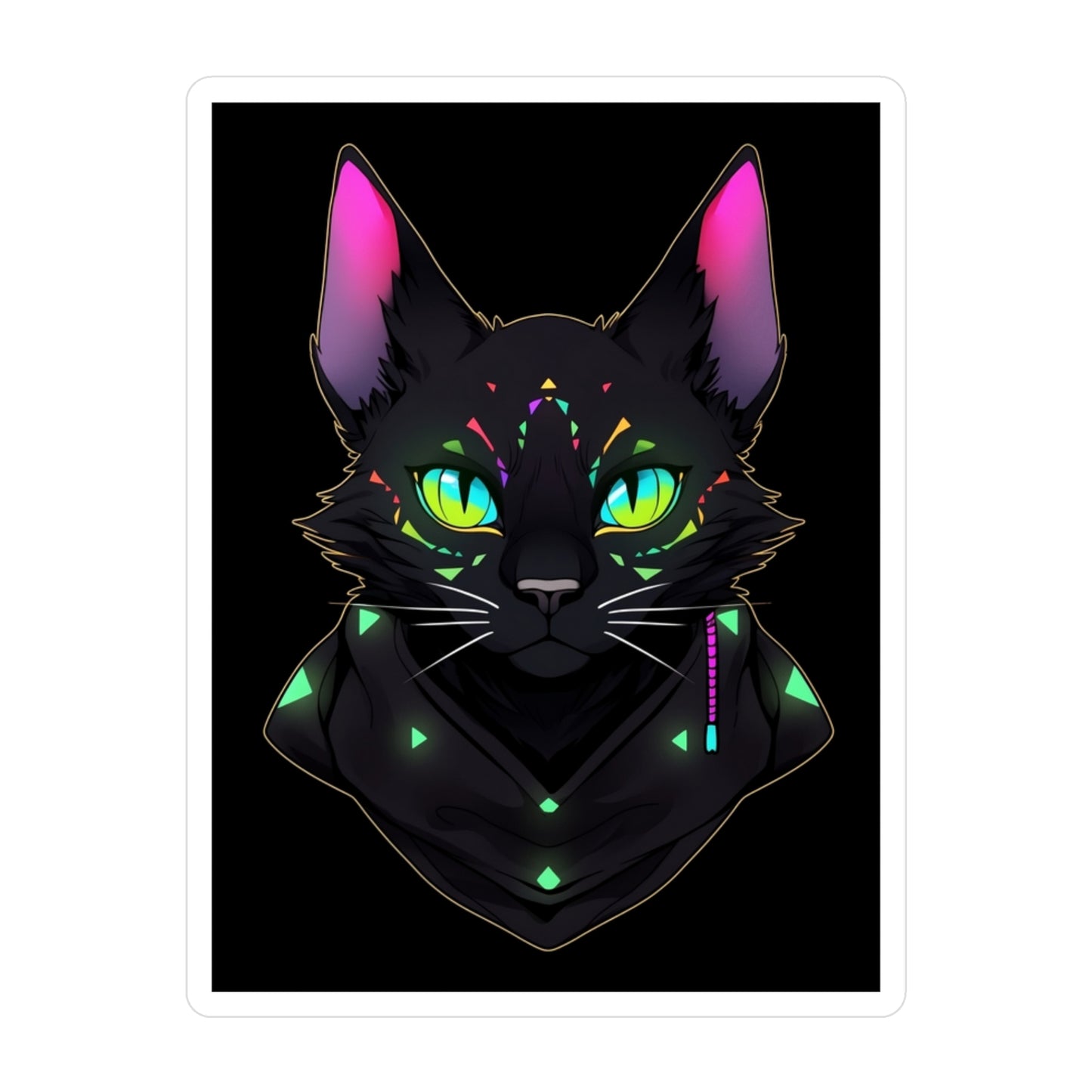 Kiss-Cut Vinyl Decals Sticker Mysterious Black Cat Staring At You