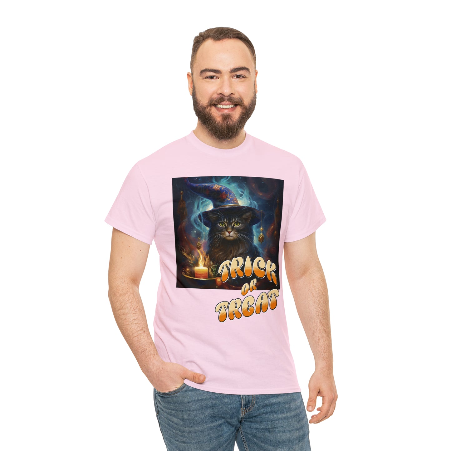 Unisex Cotton T-Shirt Trick or Treat Halloween Cat Graphic Costume Tee