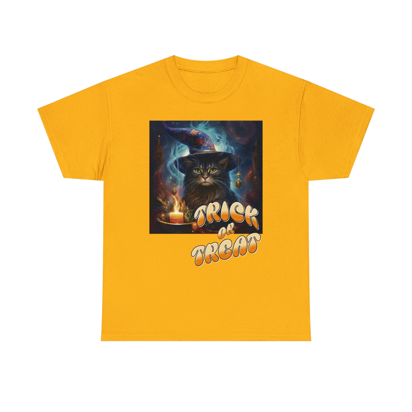 Unisex Cotton T-Shirt Trick or Treat Halloween Cat Graphic Costume Tee