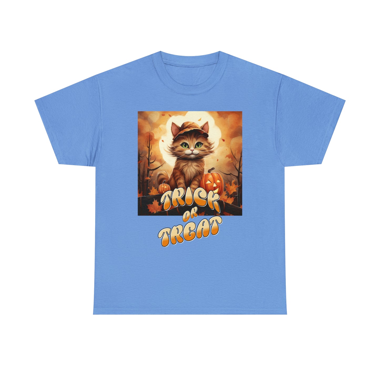 Unisex Cotton T-Shirt Trick or Treat Pumpkin Cat Graphic Costume Tee