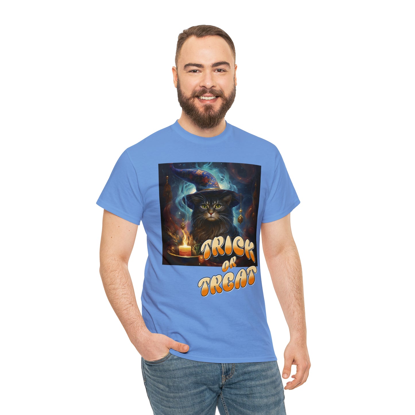 Unisex Cotton T-Shirt Trick or Treat Halloween Cat Graphic Costume Tee