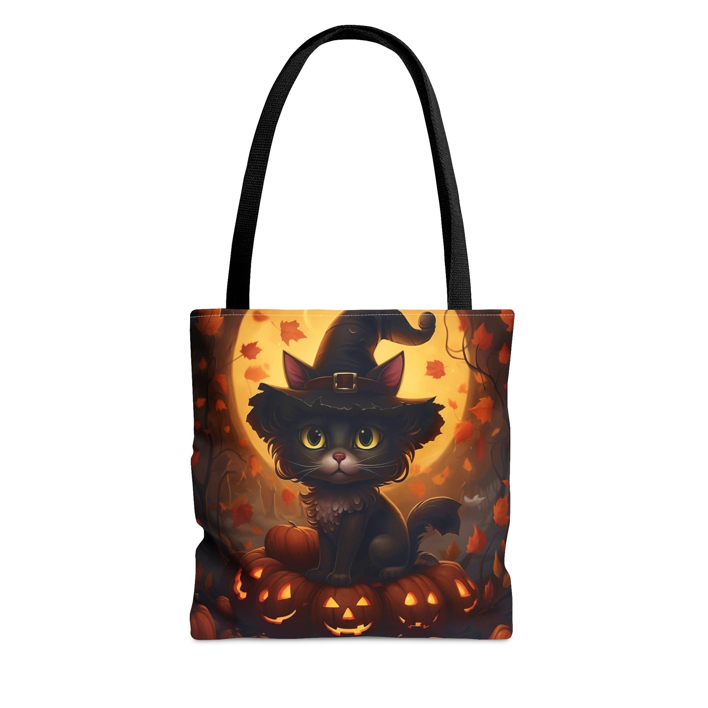 Black Kitty with Jack-o'-lantern Halloween Costume Reusable Tote Bag