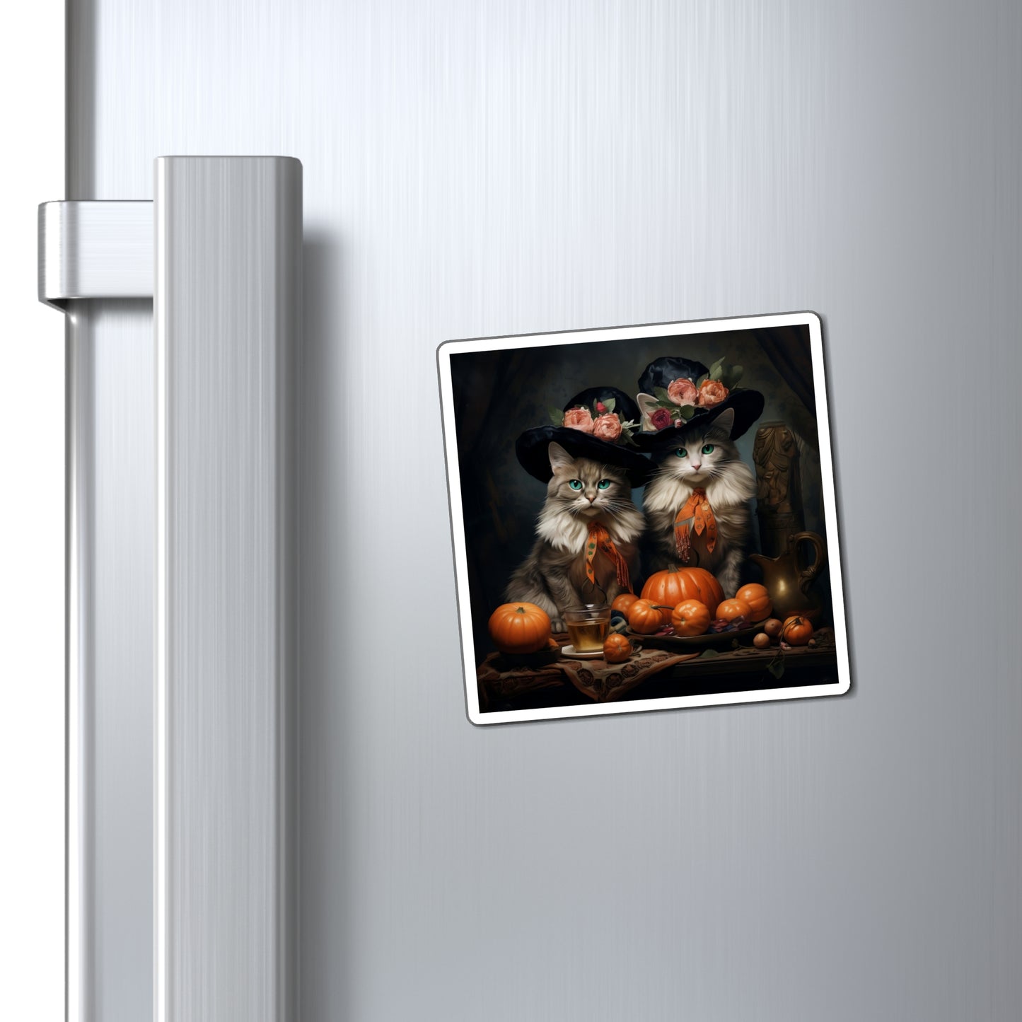 Magnets Tabby Cat Halloween Time Home Kitchen Decor Refrigerator Magnet