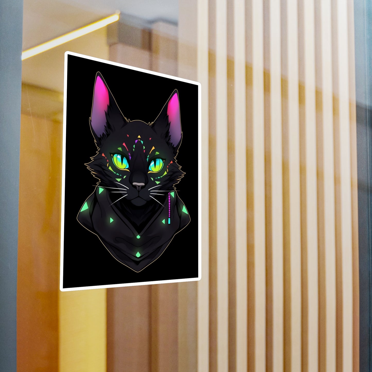 Kiss-Cut Vinyl Decals Sticker Mysterious Black Cat Staring At You