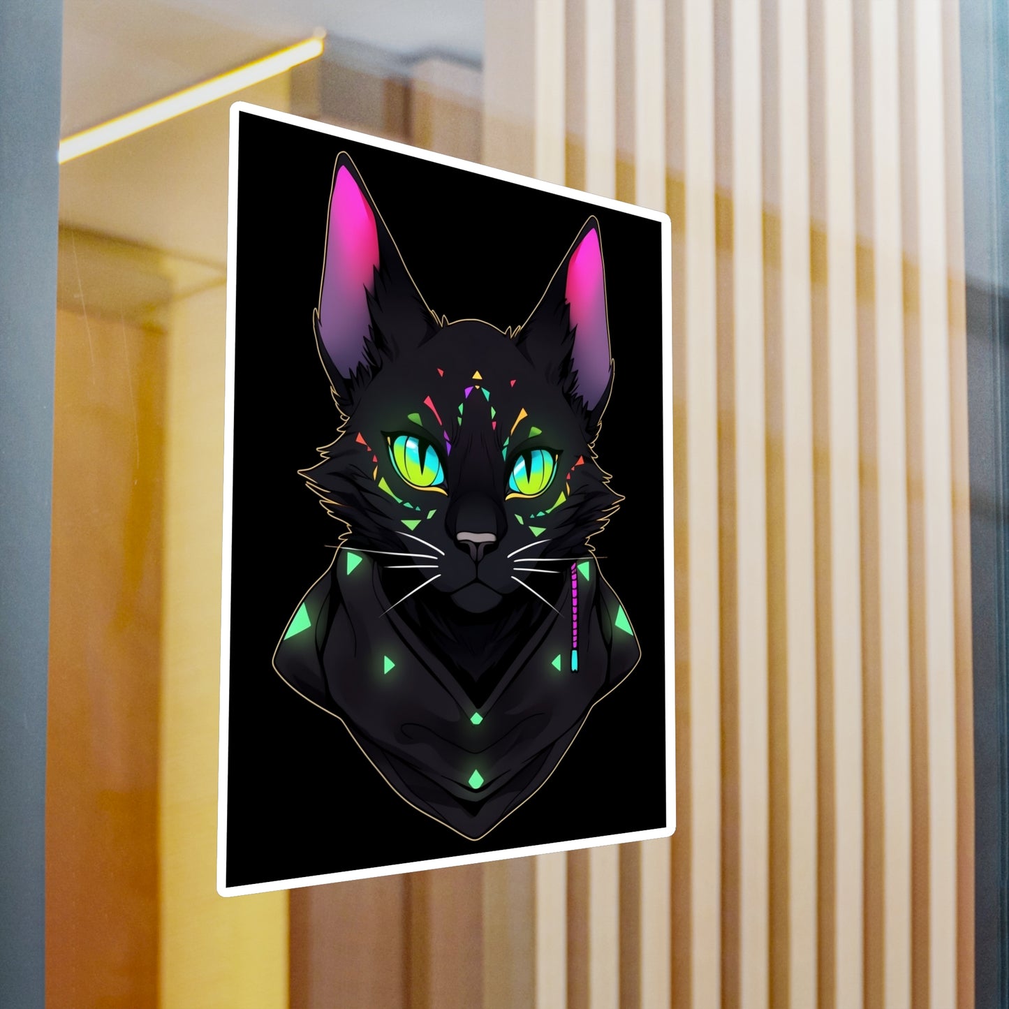 Kiss-Cut Vinyl Decals Sticker Mysterious Black Cat Staring At You