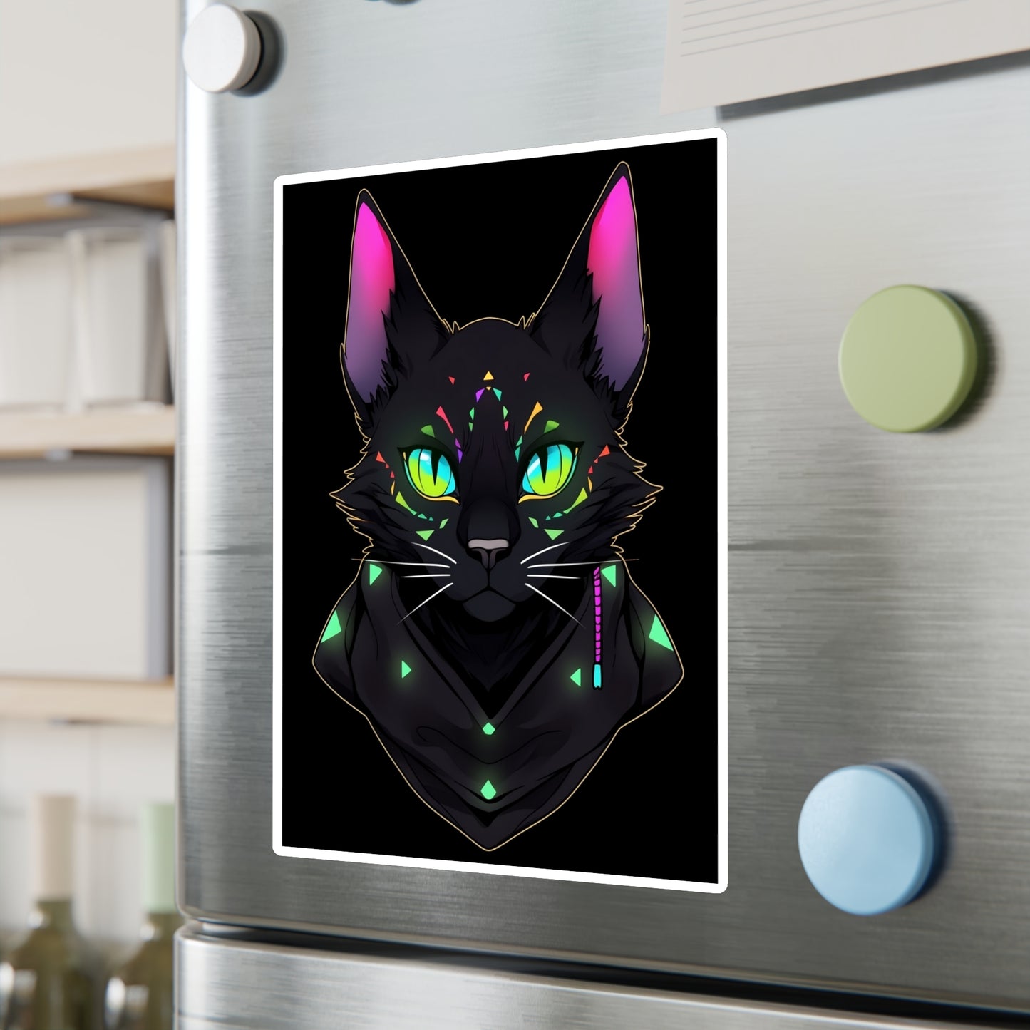 Kiss-Cut Vinyl Decals Sticker Mysterious Black Cat Staring At You