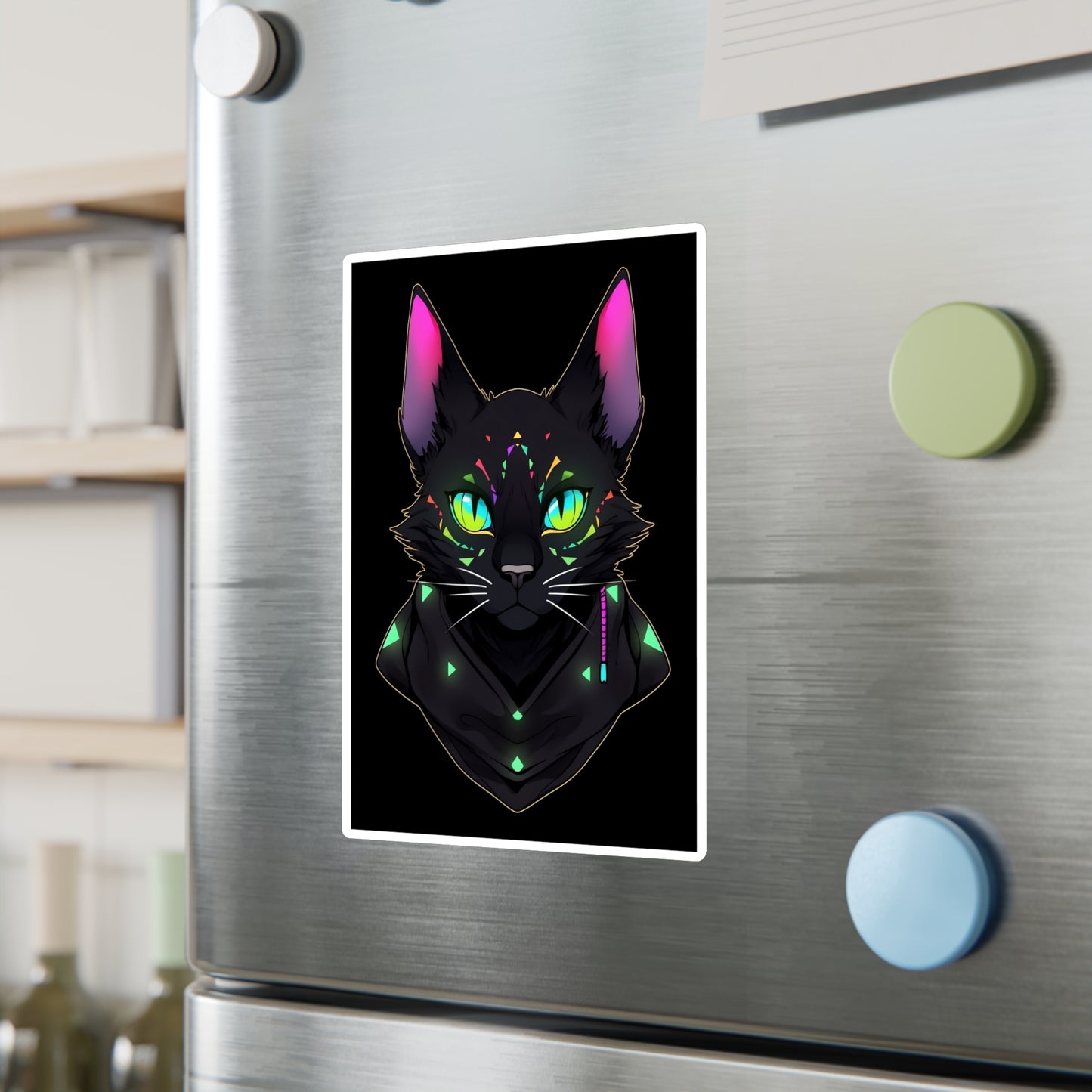Kiss-Cut Vinyl Decals Sticker Mysterious Black Cat Staring At You