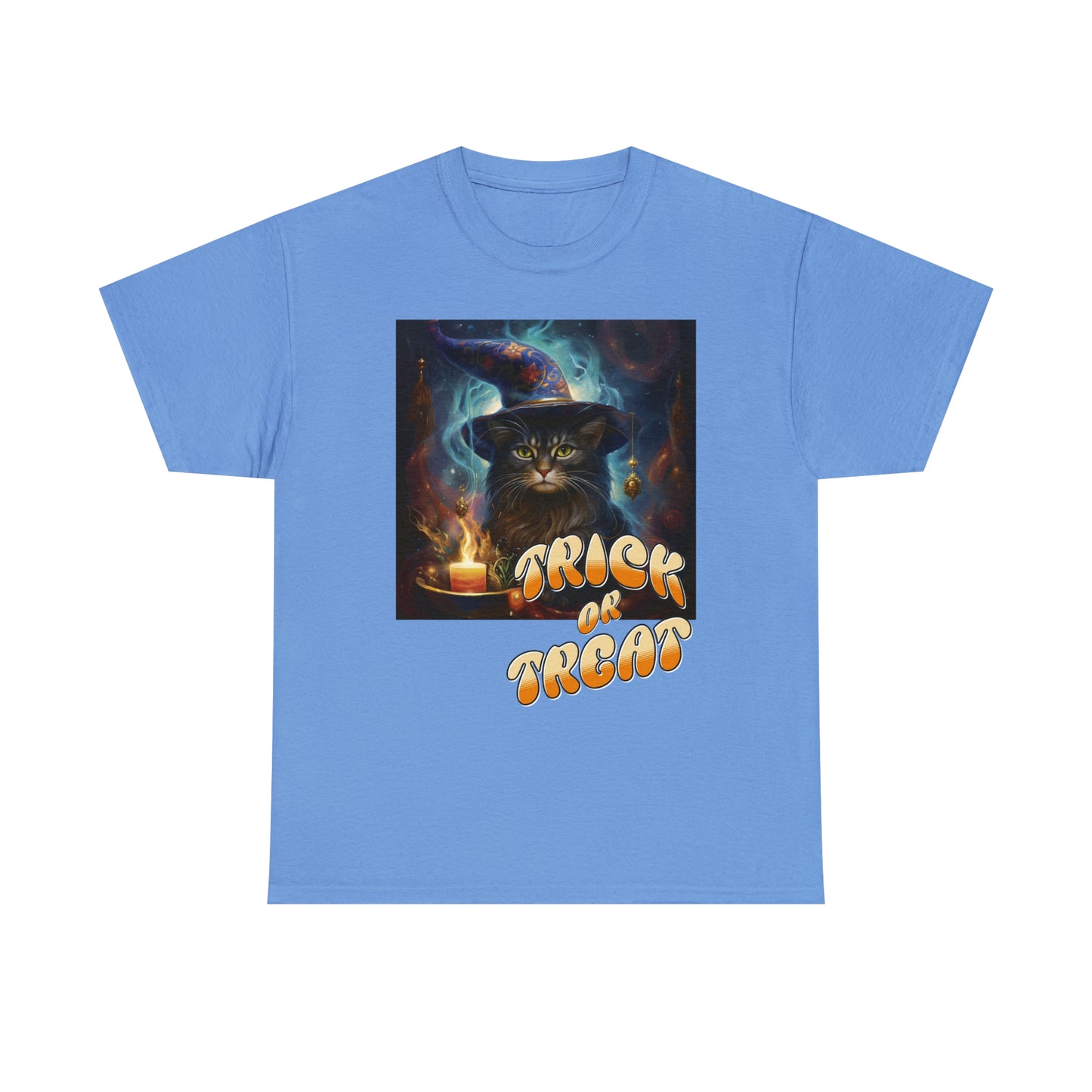 Unisex Cotton T-Shirt Trick or Treat Halloween Cat Graphic Costume Tee