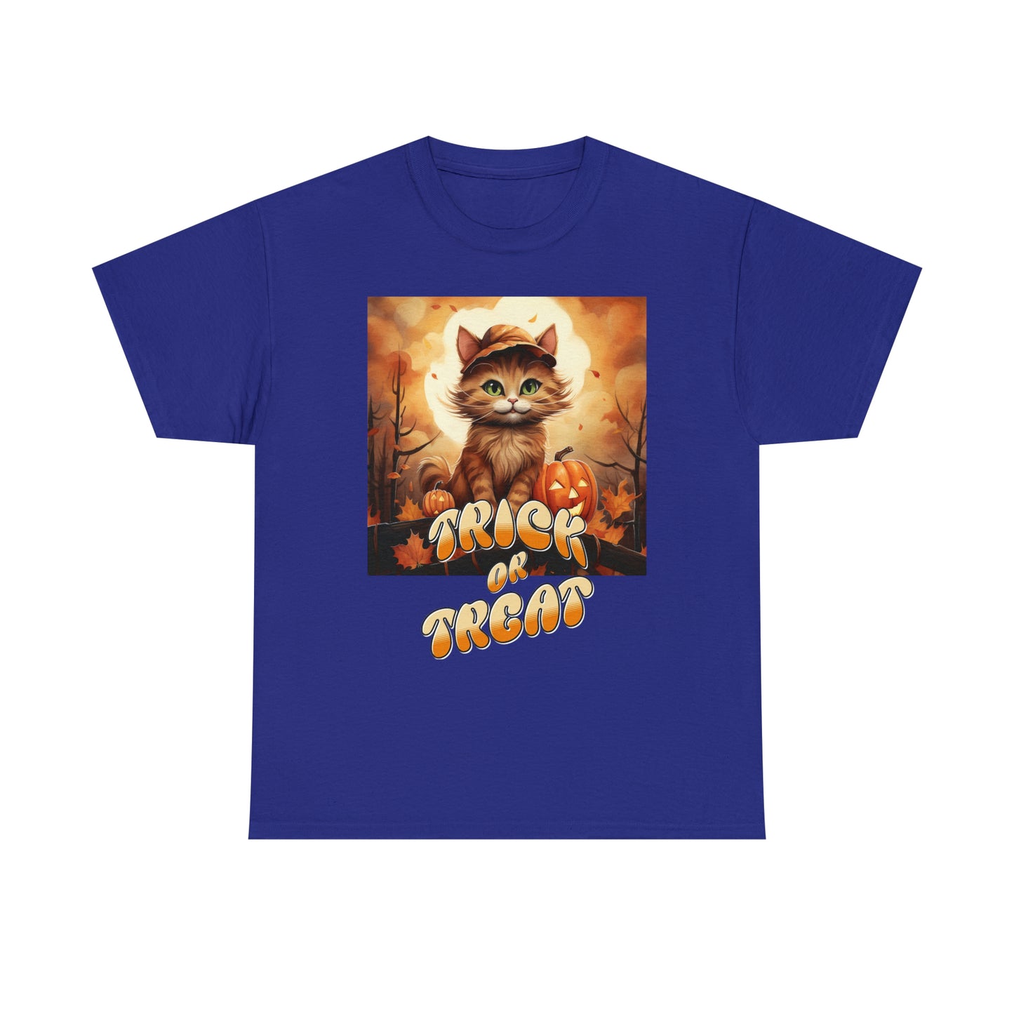 Unisex Cotton T-Shirt Trick or Treat Pumpkin Cat Graphic Costume Tee