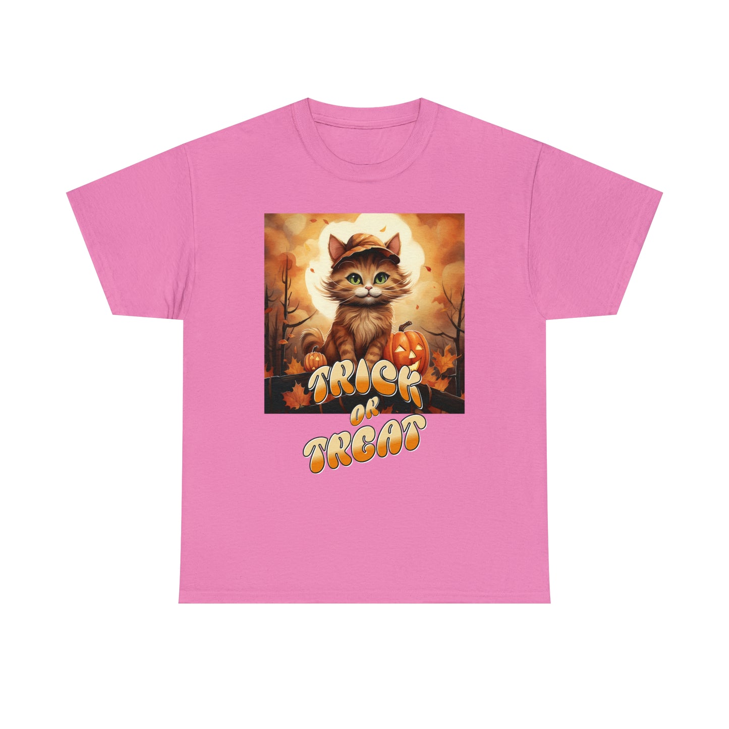Unisex Cotton T-Shirt Trick or Treat Pumpkin Cat Graphic Costume Tee