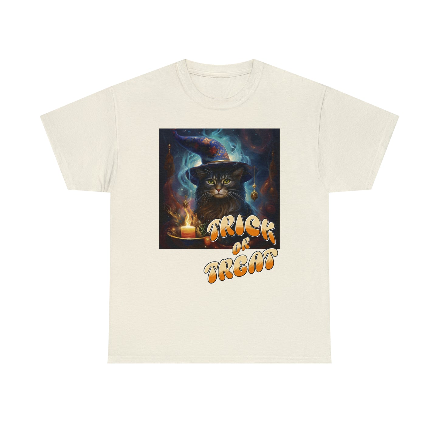 Unisex Cotton T-Shirt Trick or Treat Halloween Cat Graphic Costume Tee