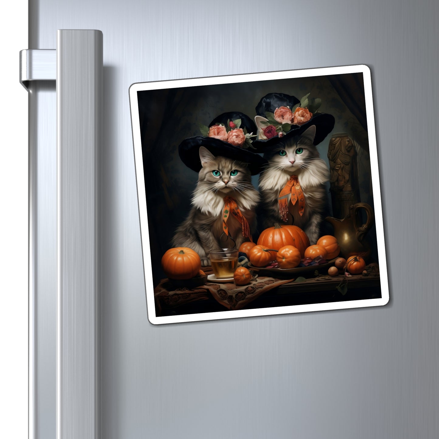 Magnets Tabby Cat Halloween Time Home Kitchen Decor Refrigerator Magnet