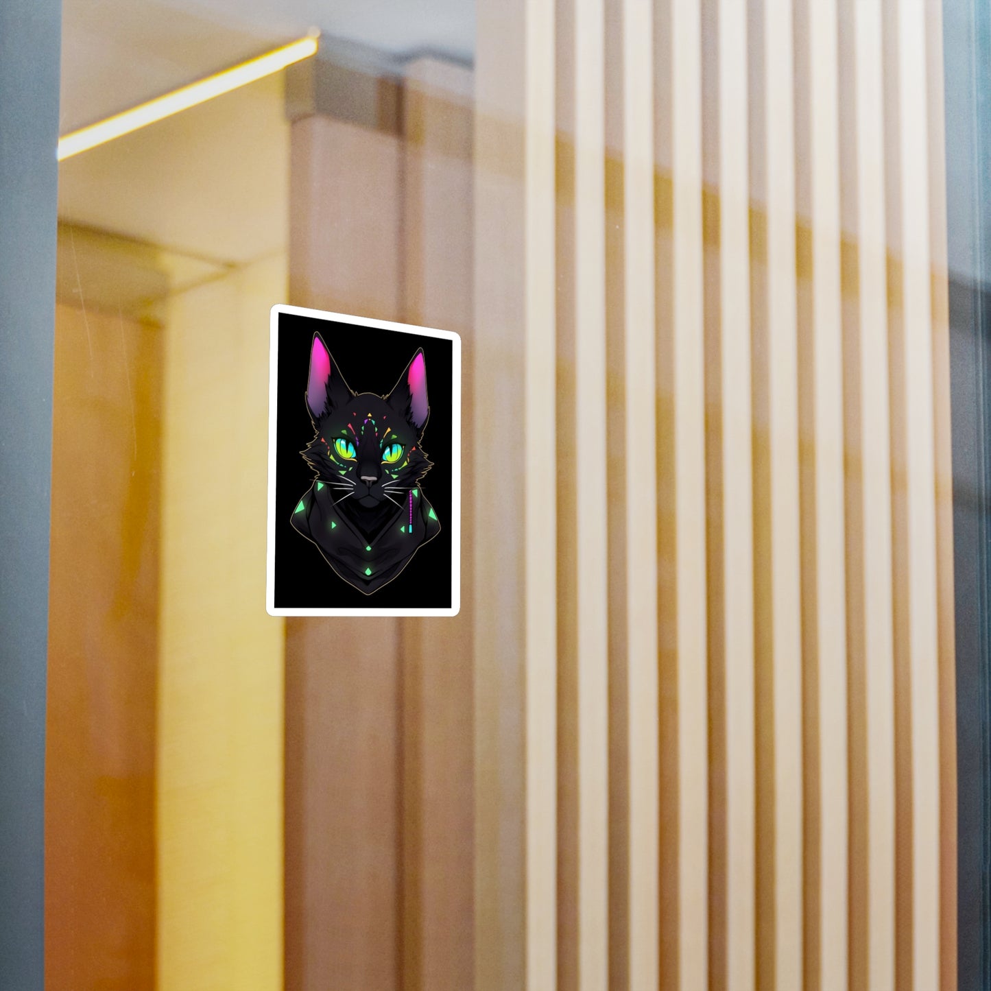 Kiss-Cut Vinyl Decals Sticker Mysterious Black Cat Staring At You
