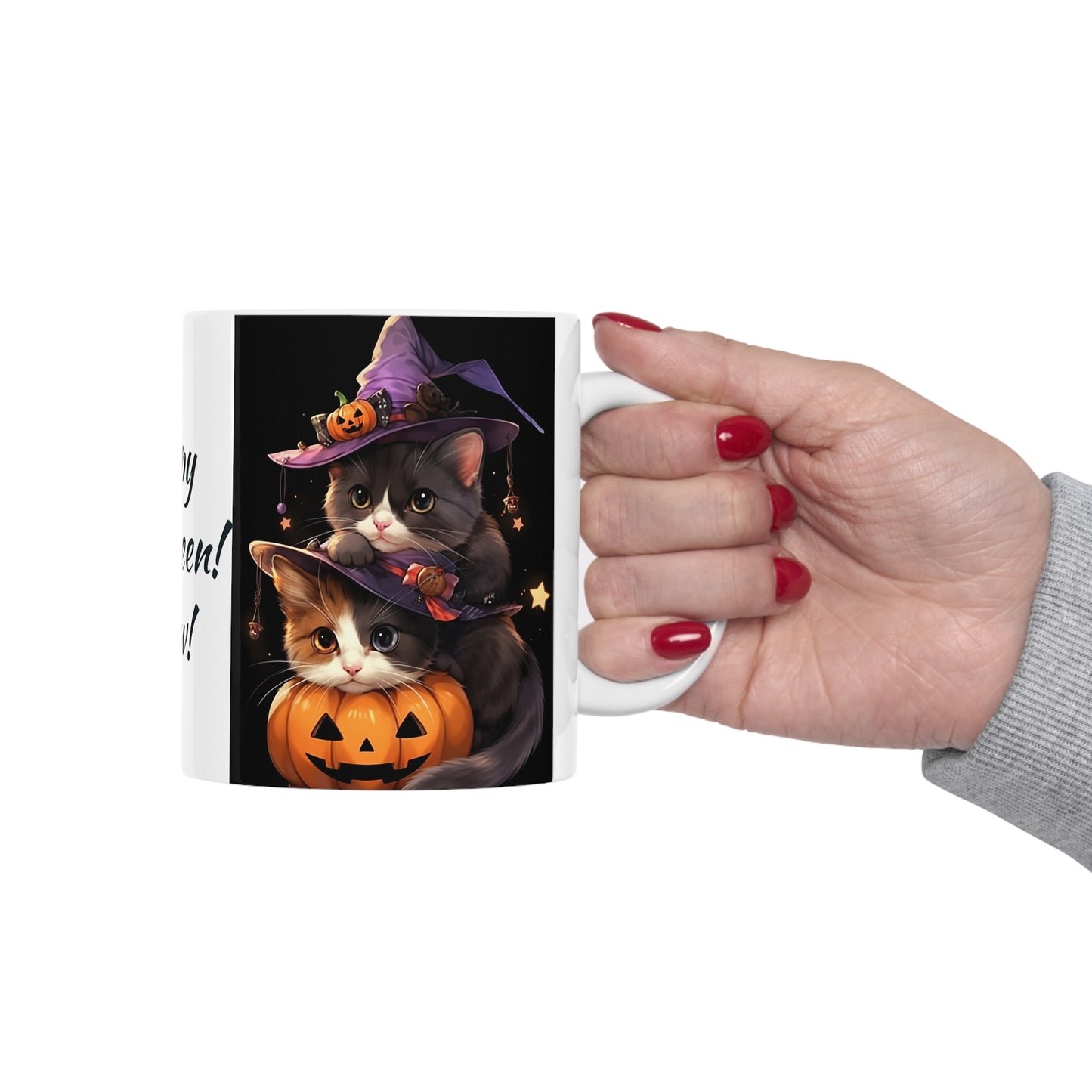 White Mug 11oz Carve Out Some Good Times Happy Halloween Cat