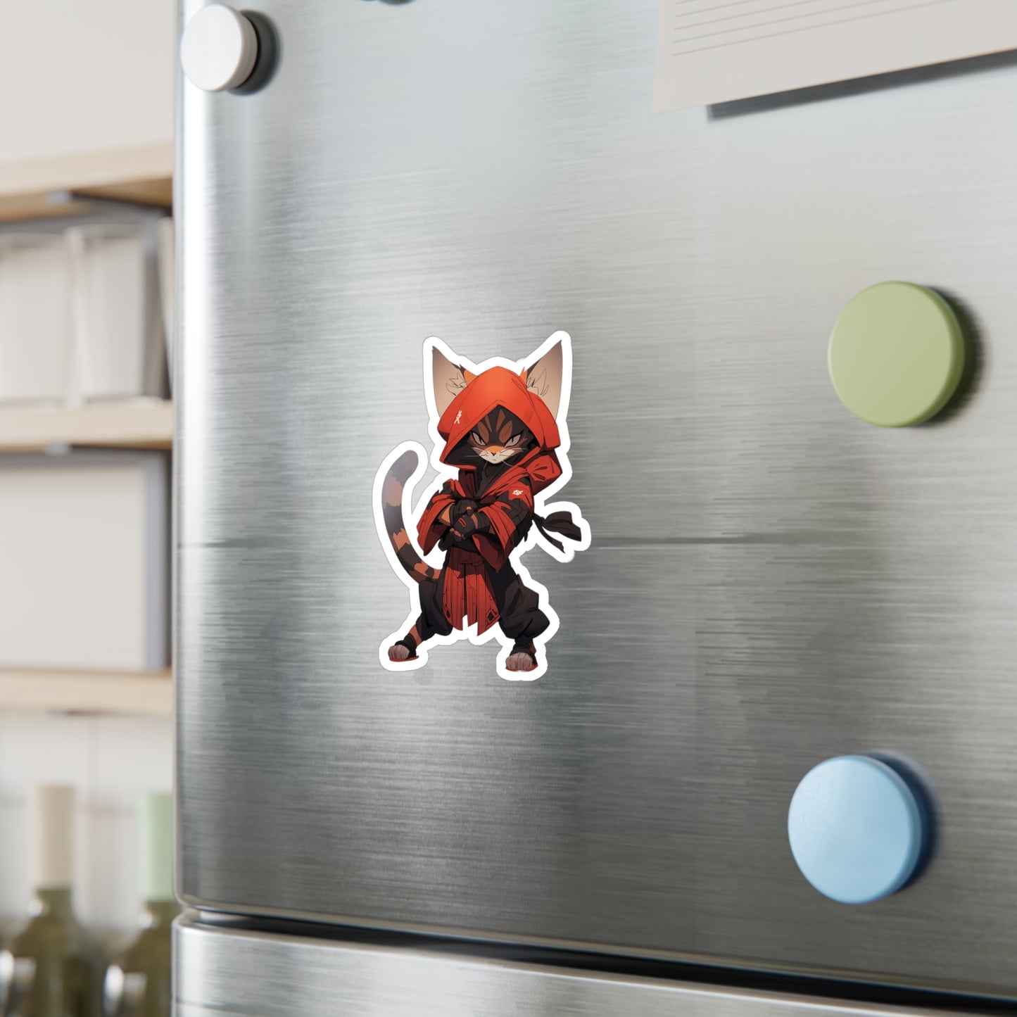 Kiss-Cut Vinyl Decals Sticker Cool Ninja Brown Tabby Cat