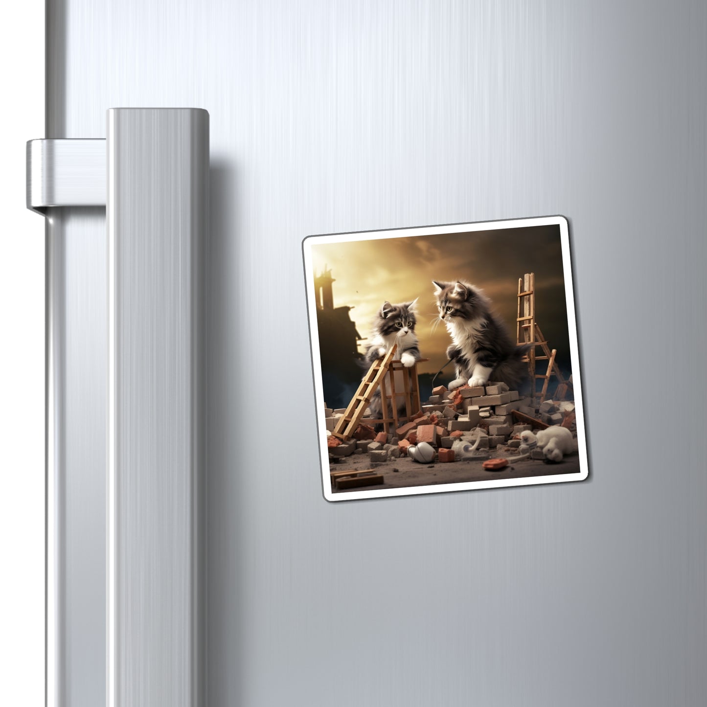 Magnets Cat Destroying Mini Building Kitchen Decor Refrigerator Magnet