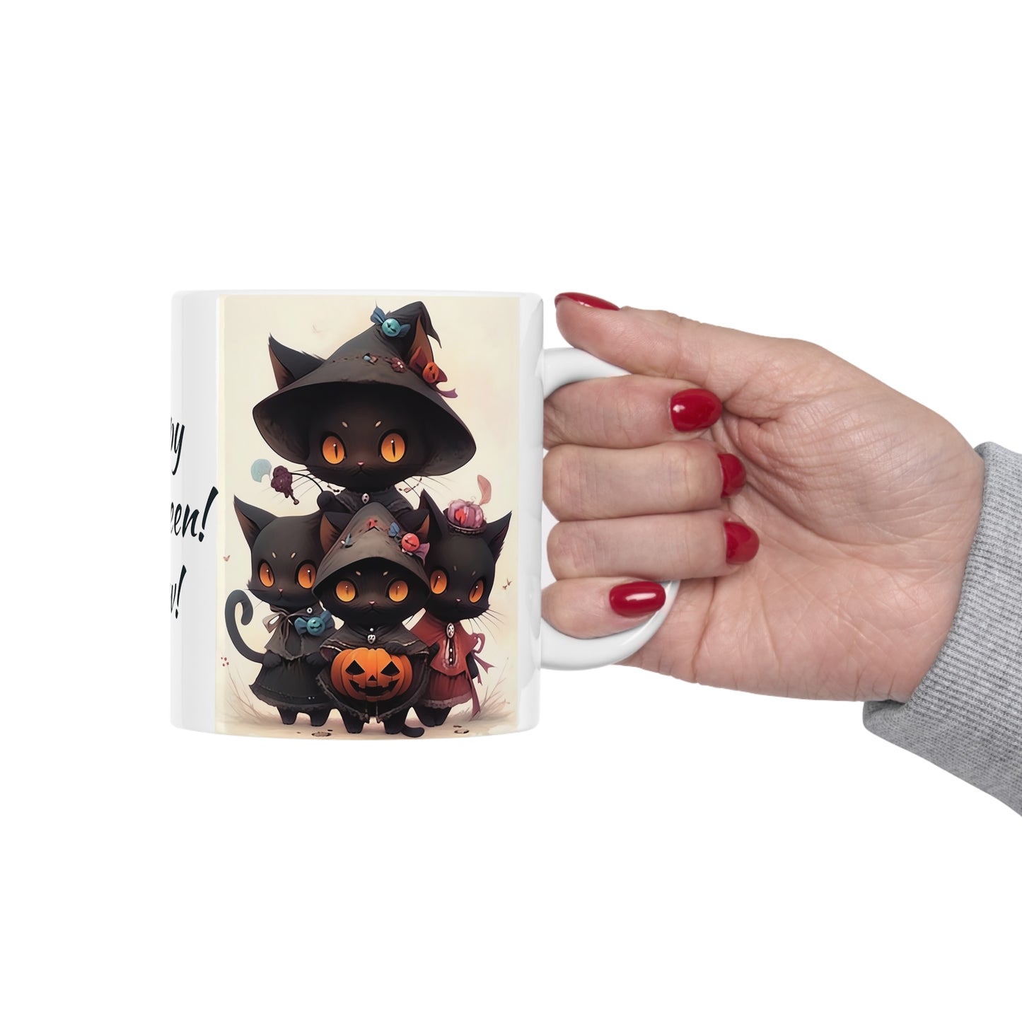 White Mug 11oz Witching You A Fun Halloween Black Cat Anime