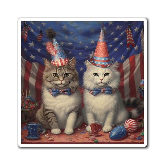 Magnets White Cats July 4th Home Kitchen Decor Refrigerator Magnet