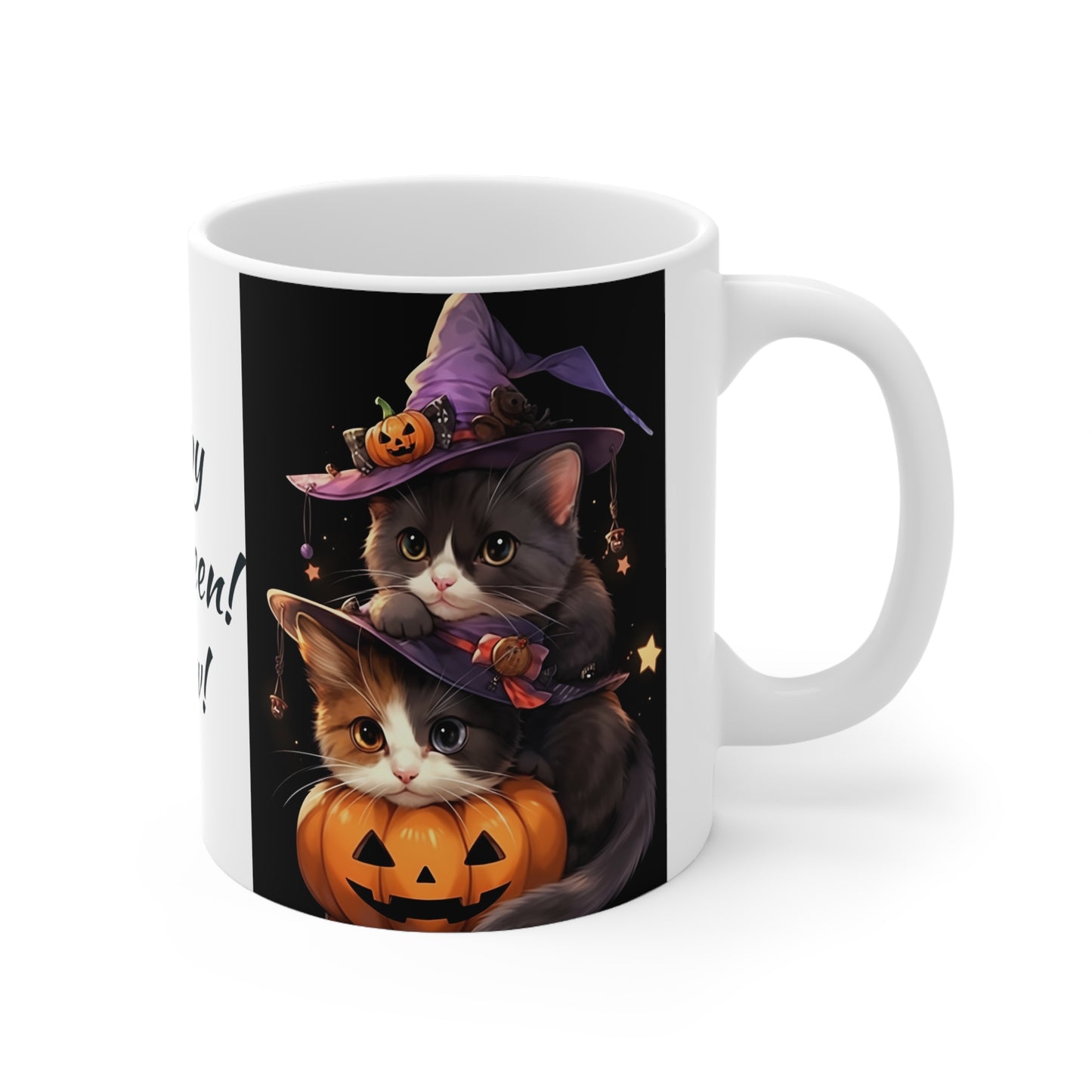 White Mug 11oz Carve Out Some Good Times Happy Halloween Cat
