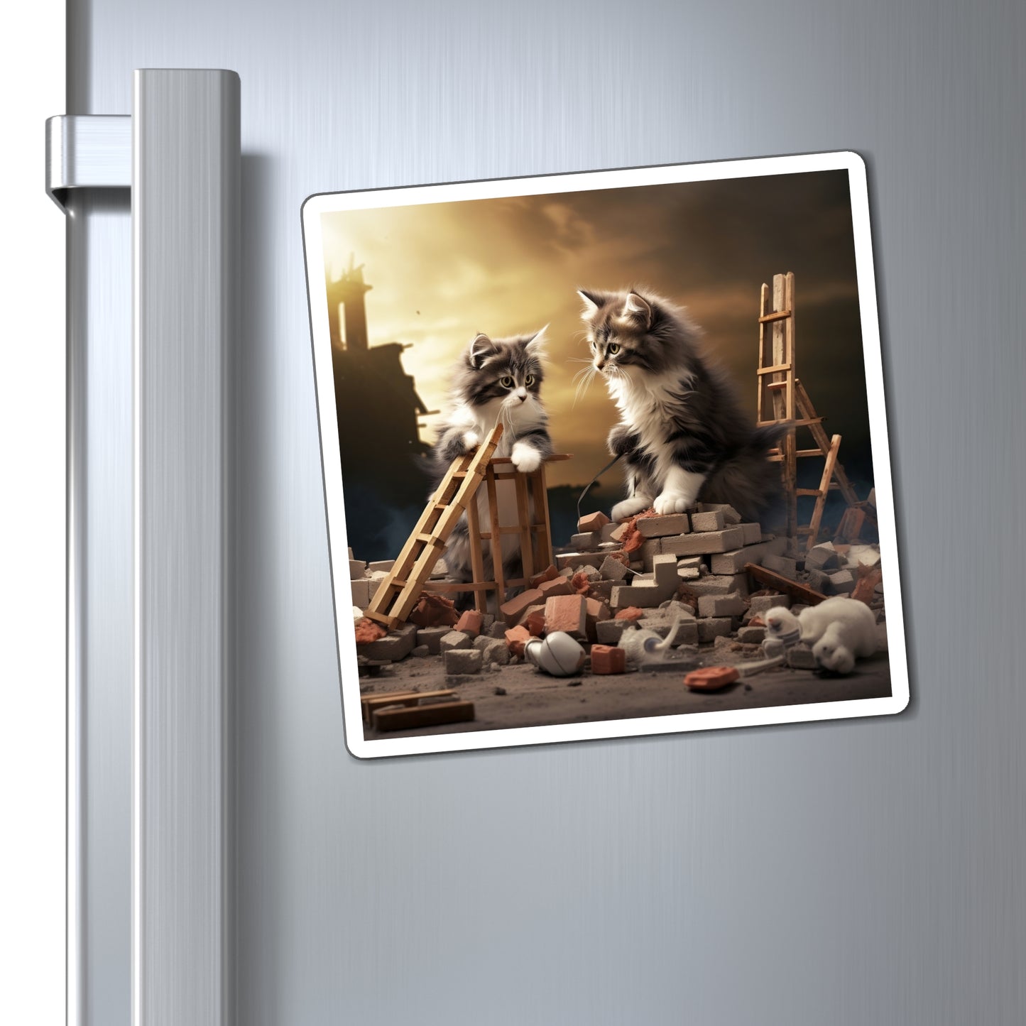 Magnets Cat Destroying Mini Building Kitchen Decor Refrigerator Magnet