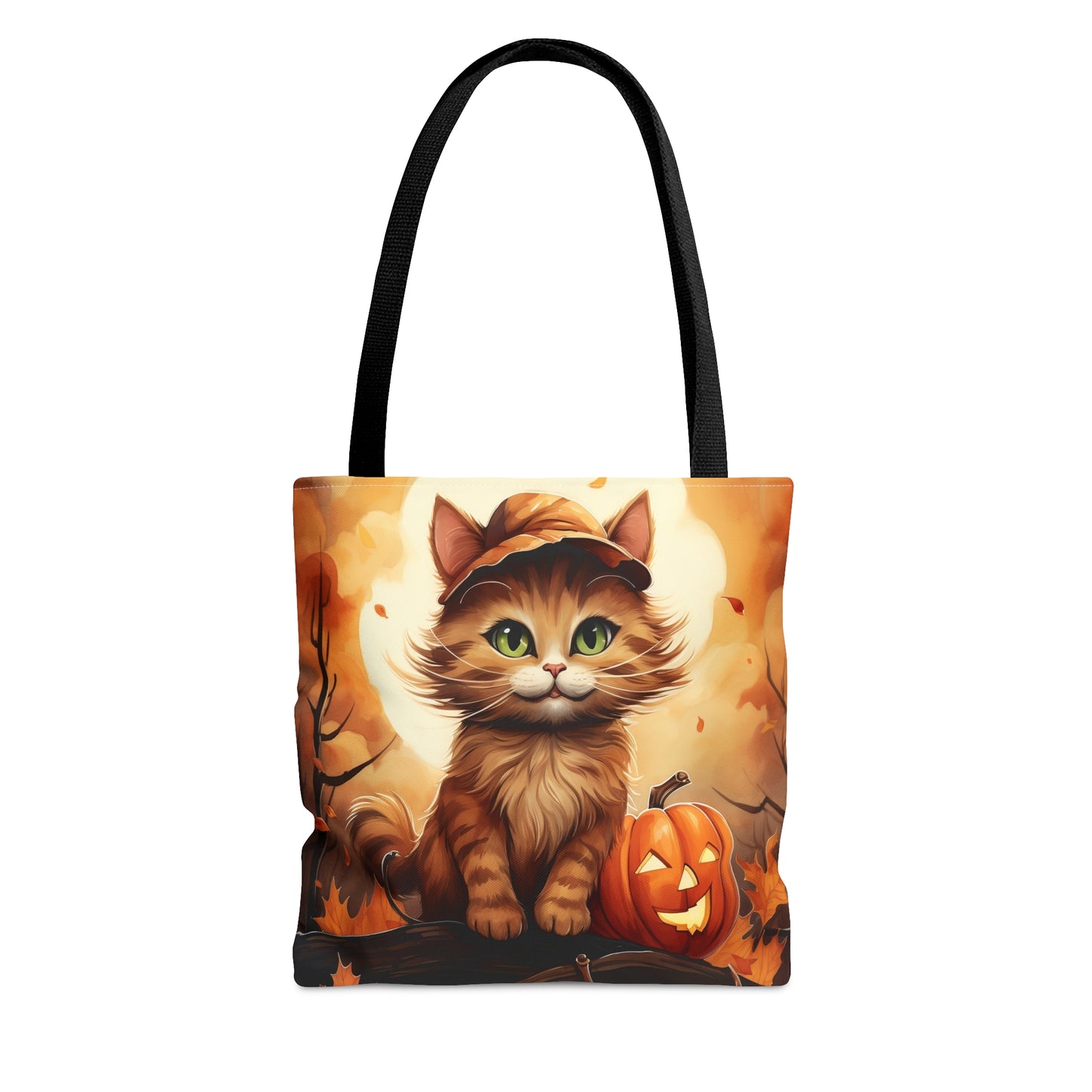 Ginger Cat with Jack-o'-lantern Halloween Costume Reusable Tote Bag