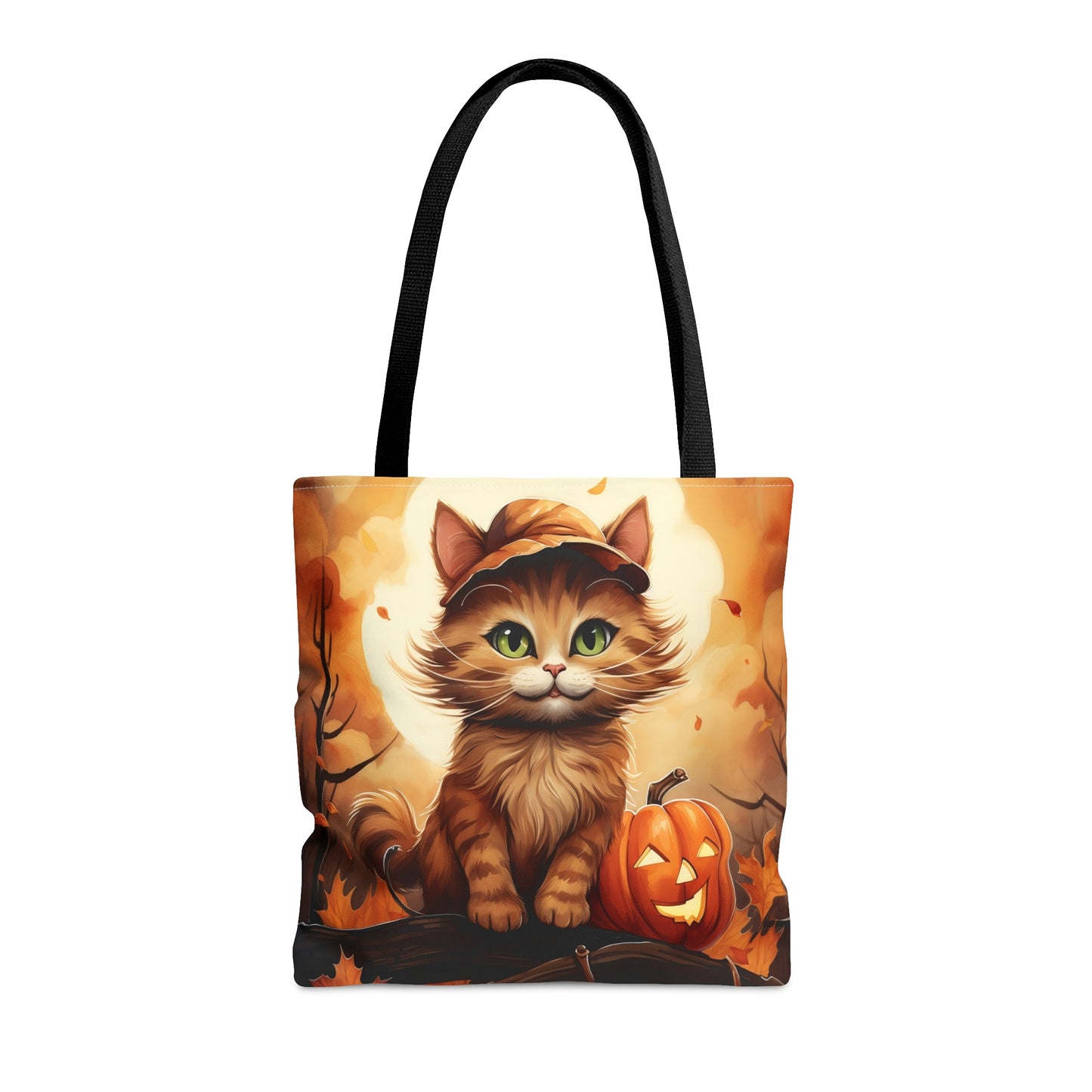 Ginger Cat with Jack-o'-lantern Halloween Costume Reusable Tote Bag