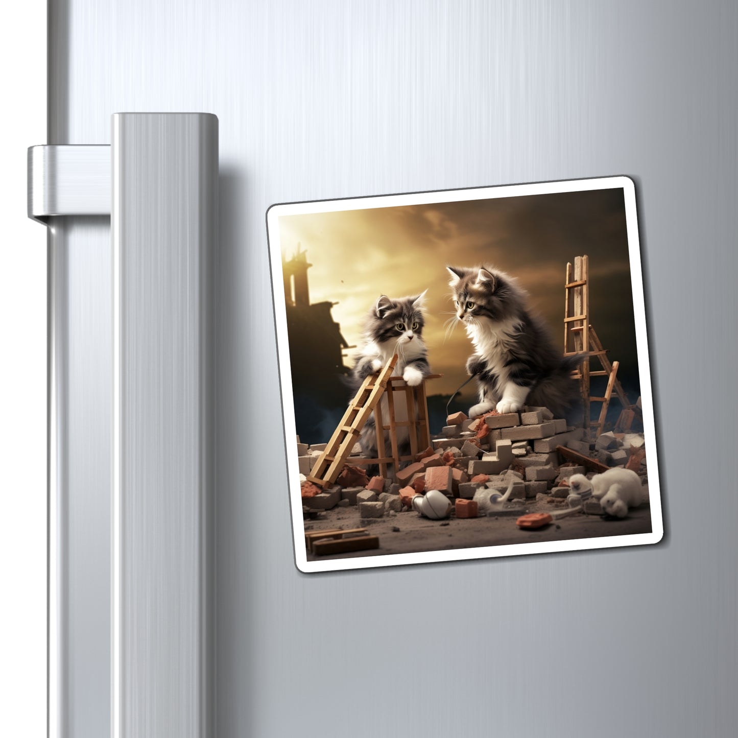 Magnets Cat Destroying Mini Building Kitchen Decor Refrigerator Magnet